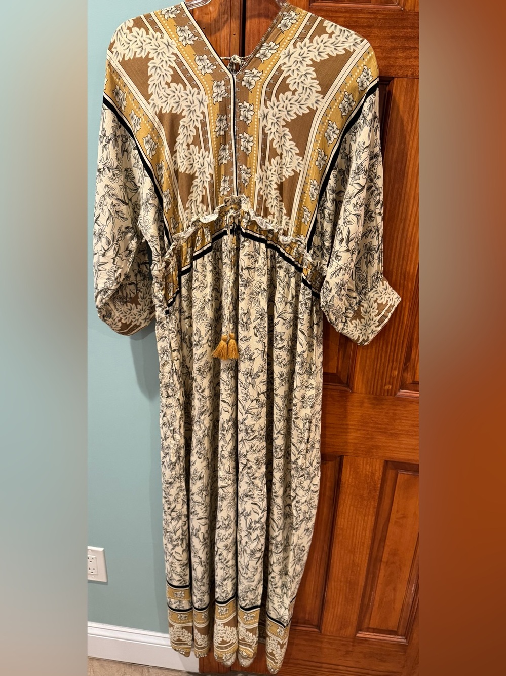 Bohemian Tassel Waist Floral Maxi Dress